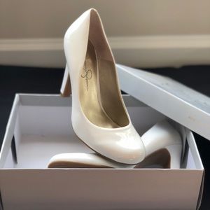 White closed toe heel